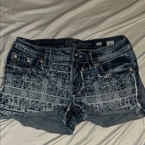 Miss Me Women's Patterned Blue Jean Shorts